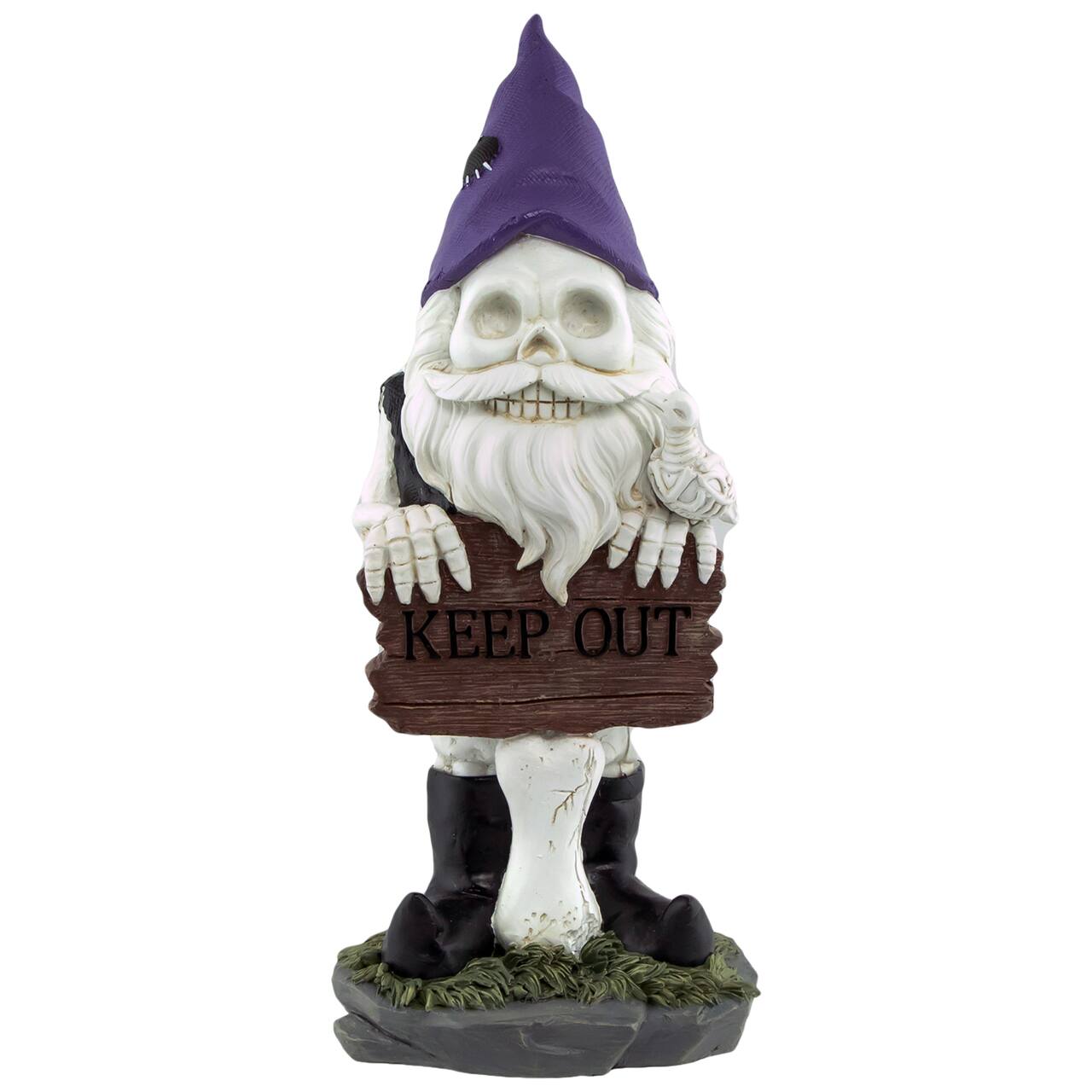 11.75" Gnome Skeleton "Keep Out" Halloween Decoration